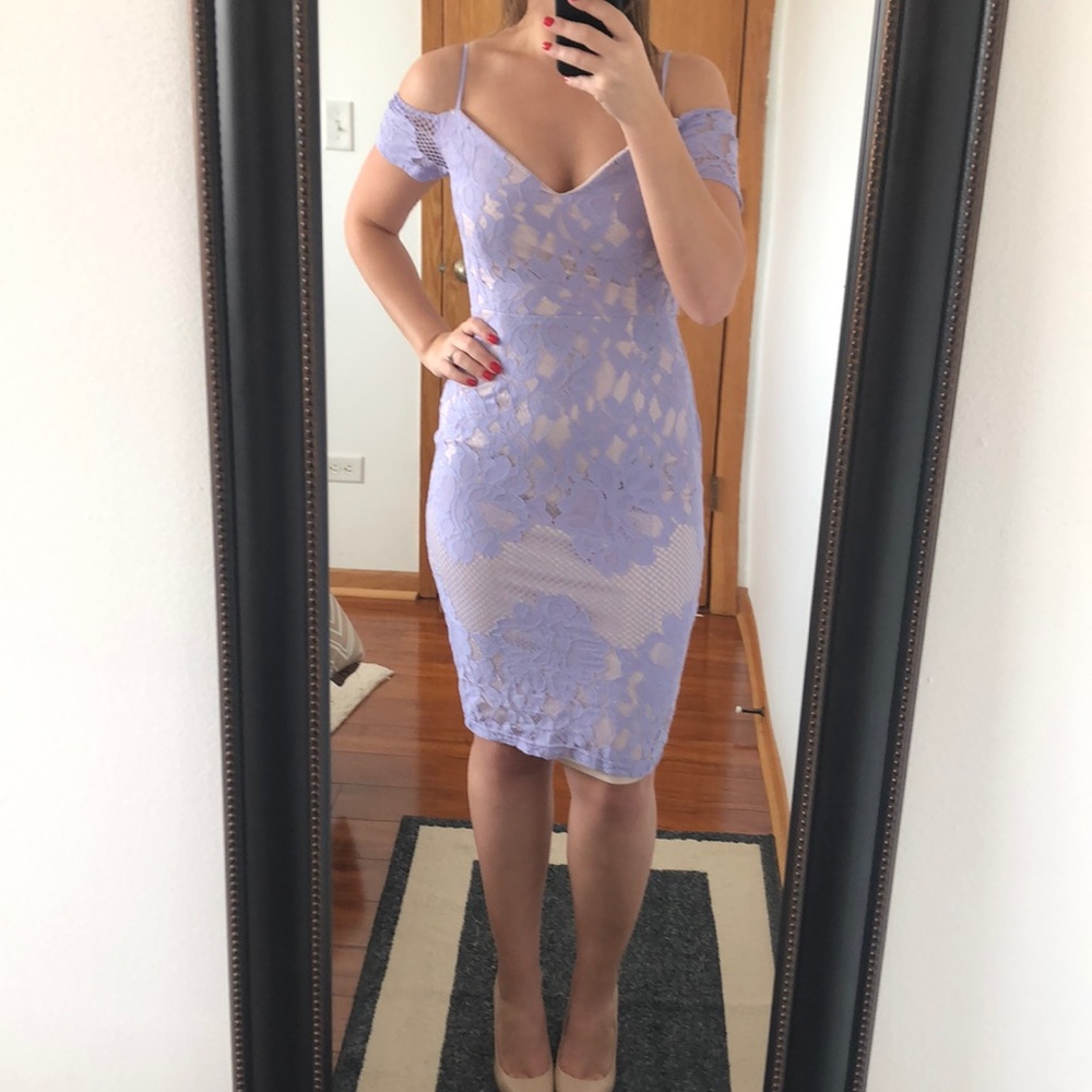 Lilac lace midi dress